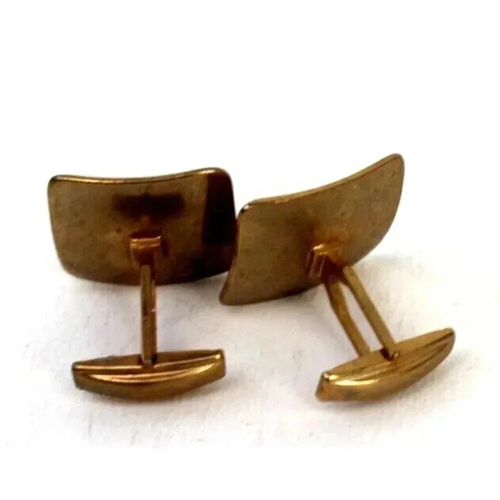 Vintage Gold Frame Retro Art Deco MCM COCKTAIL Men's Cuff Links